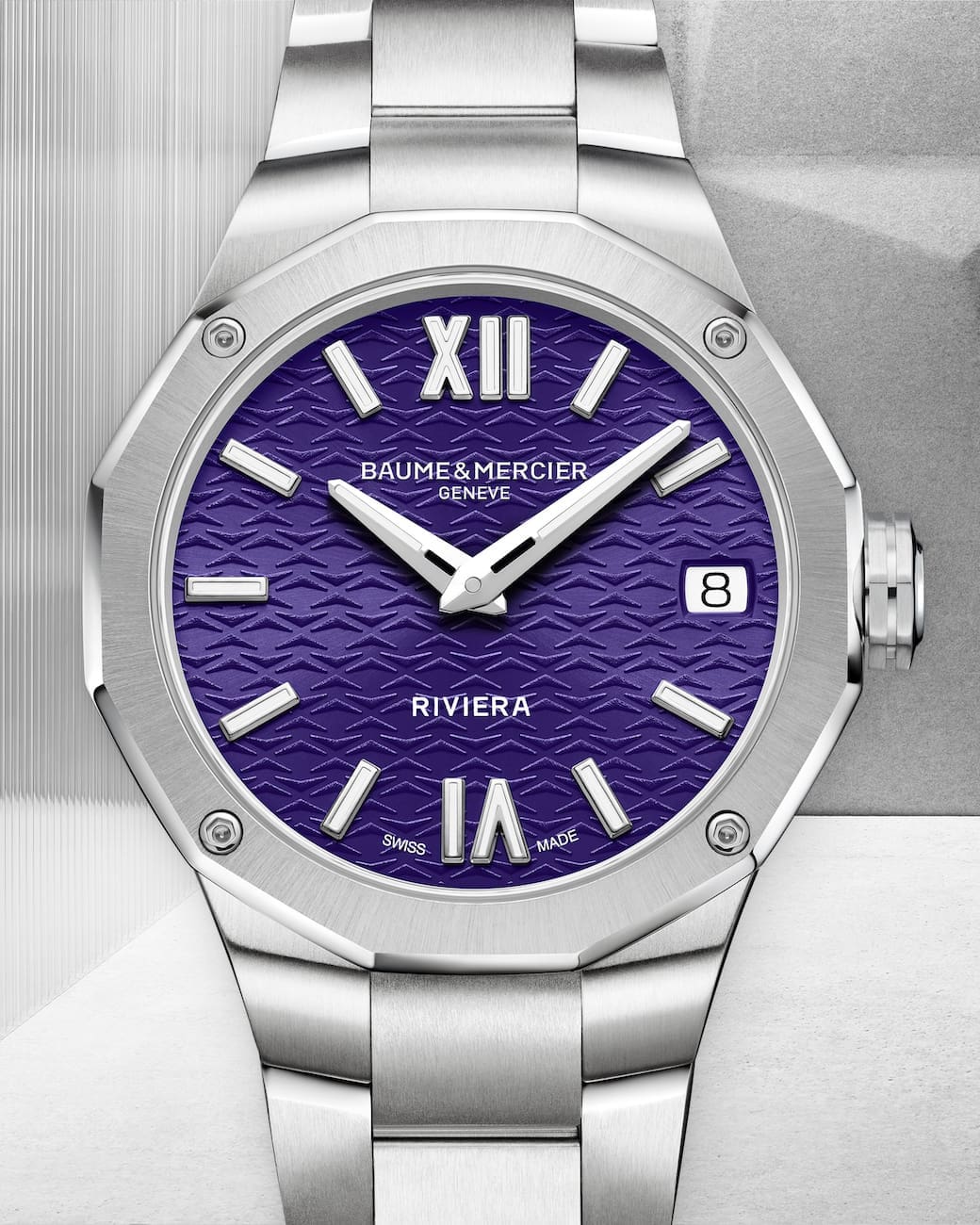 baume and mercier riviera 33mm blue purple dial