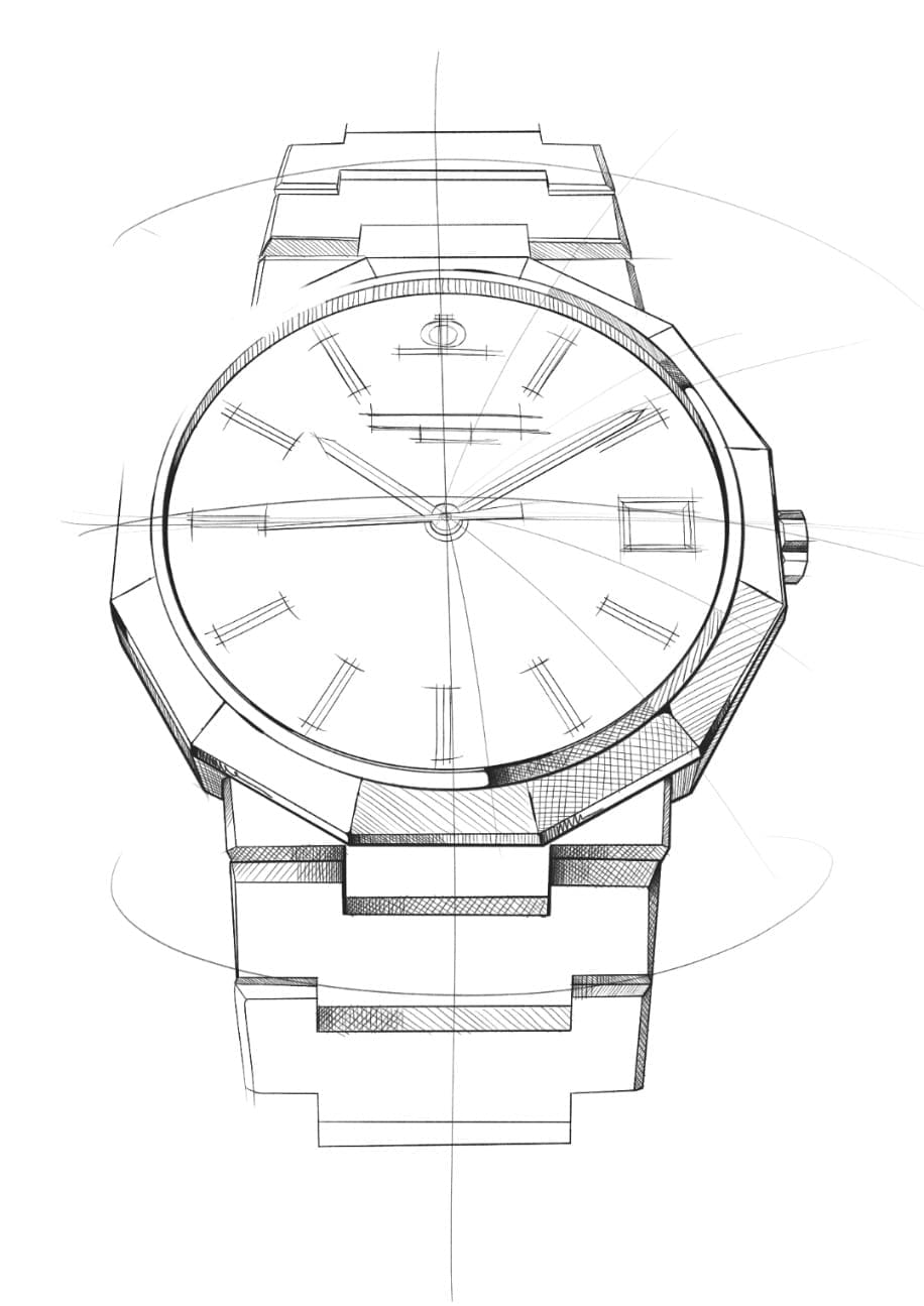 baume and mercier riviera 33mm drawing