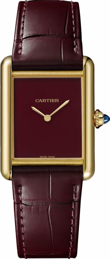 new Cartier Tank Louis Cartier models red dial gold case red leather strap