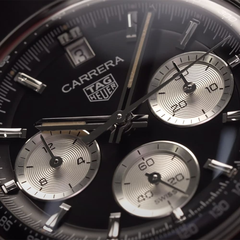 Celebrity watch challenge – do you pick the black or blue TAG Heuer Glass Box Carrera Chronograph?