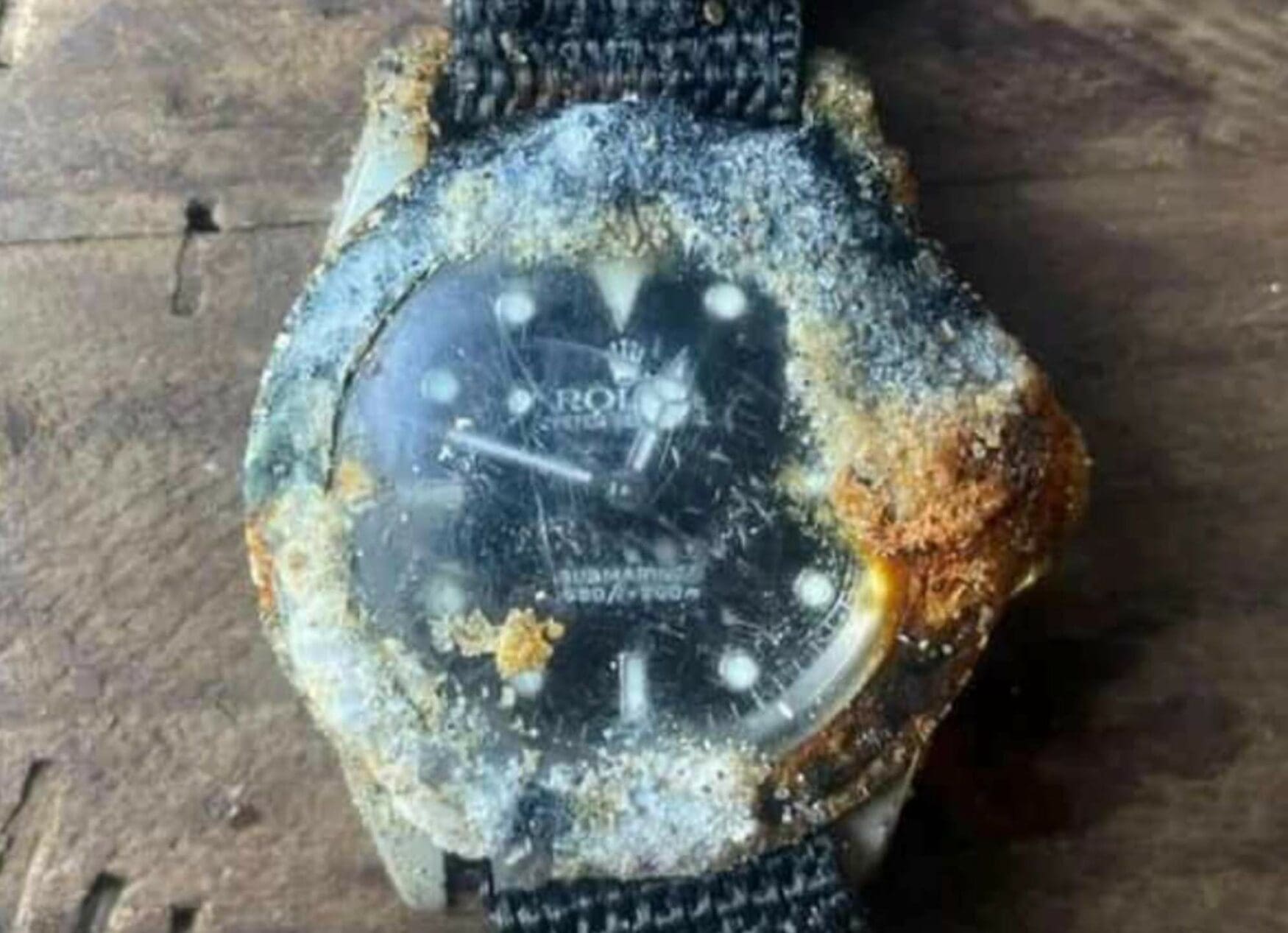 When “tropical” and “ghost bezel” don’t cut it. Describe the condition of this Rolex salvaged from the bottom of the ocean