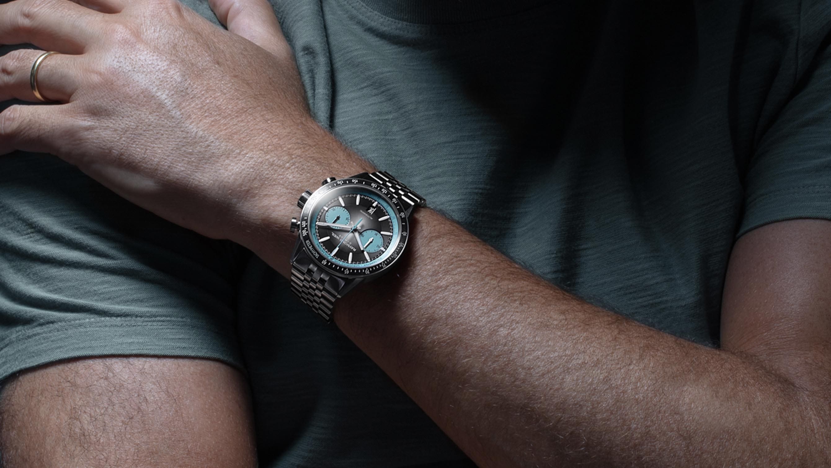 The Raymond Weil Freelancer Pop Bi-Compax Chronograph is a high-contrast proposition with a titanium build