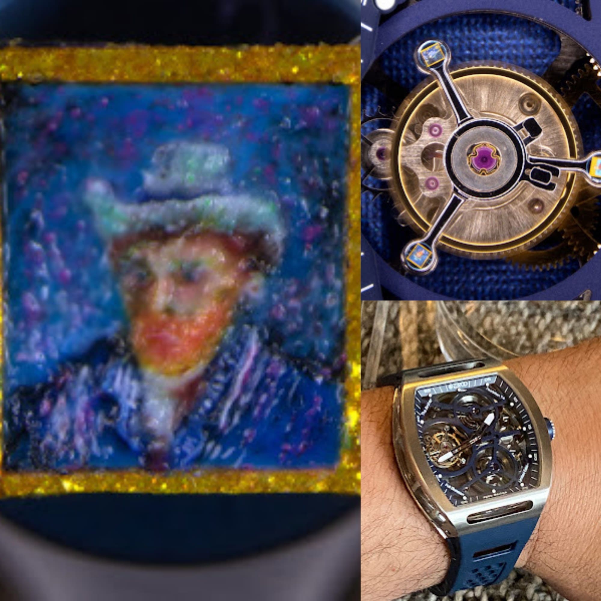 Ear goes: Artist recreates three microscopic Van Gogh masterpieces inside tourbillon