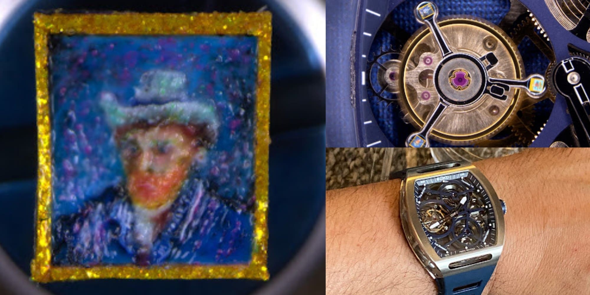 Ear goes: Artist recreates three microscopic Van Gogh masterpieces inside tourbillon