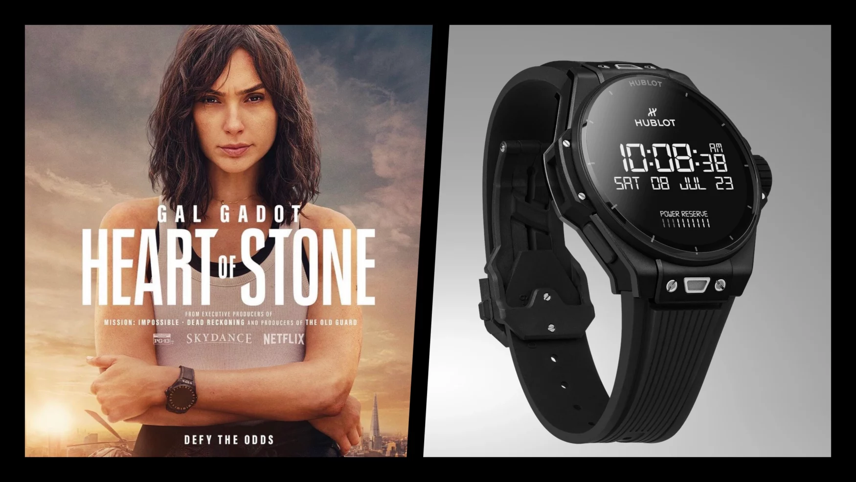 Gal Gadot arms herself with a Hublot Big Bang E Black Magic in Netflix’s Heart of Stone