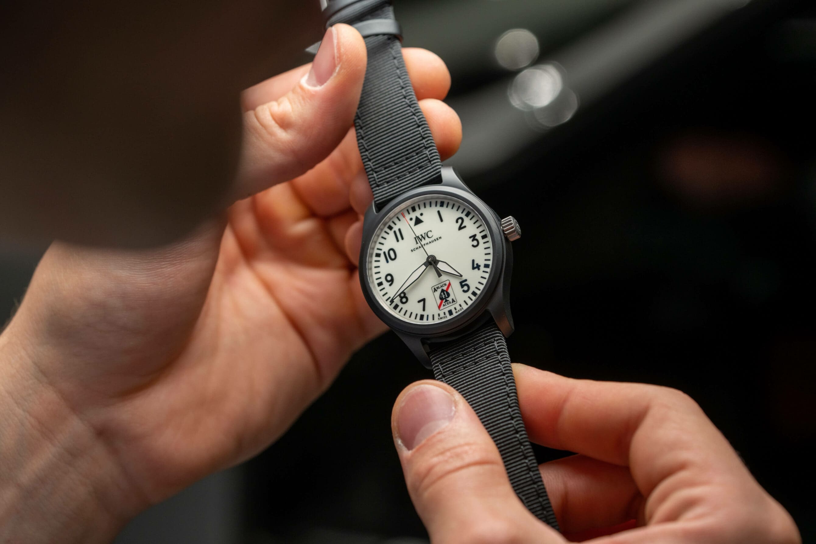 The IWC Pilot’s Watch Automatic 41 Black Aces is the brand’s first full lume dial