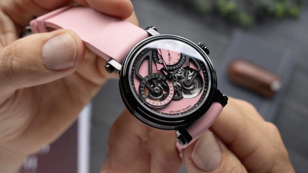 The Speake-Marin Dual Time Pink is Pantone-clad in pink