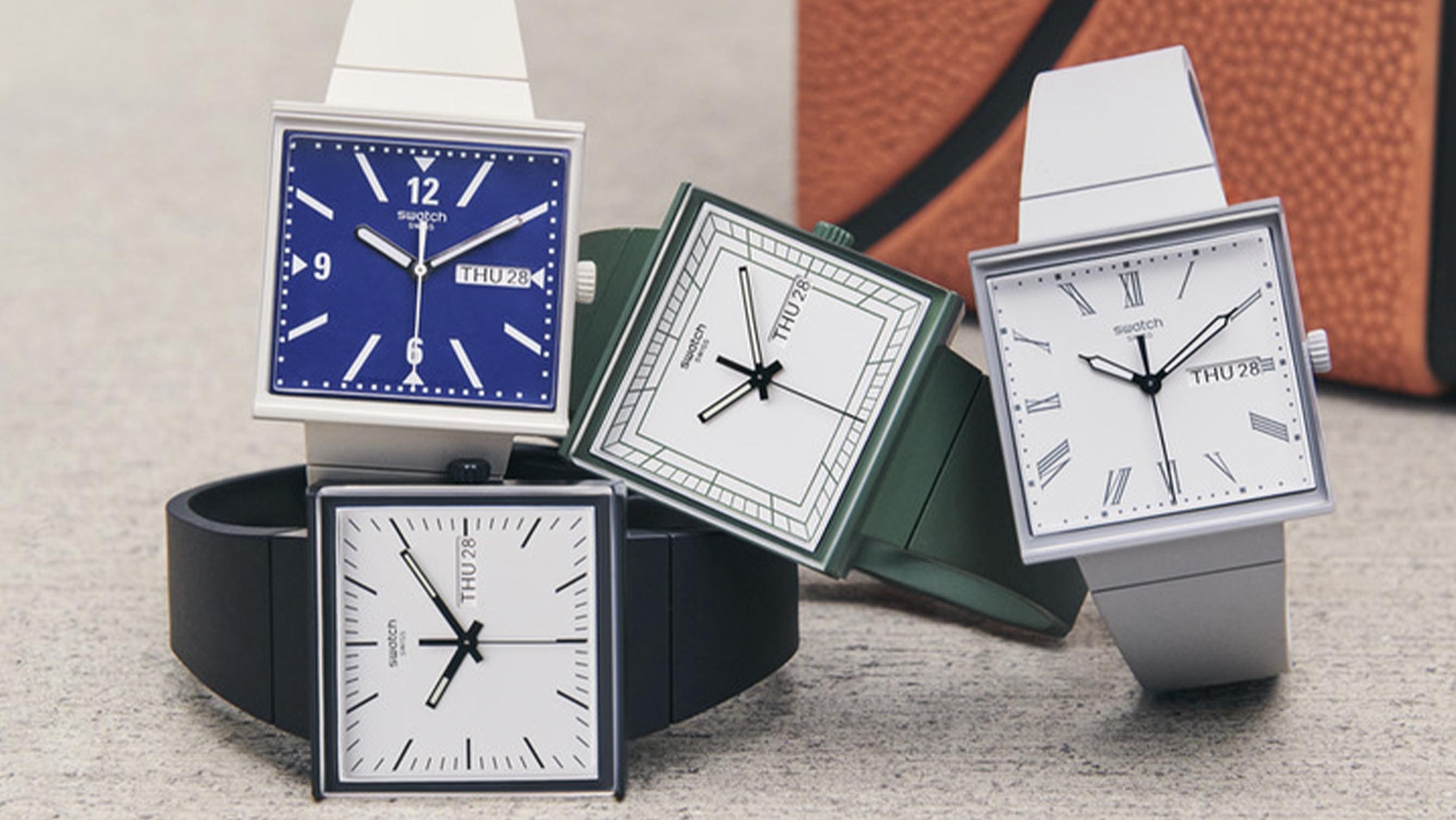 The new Swatch Bioceramic What If? collection reimagines their round 1983 debut as square
