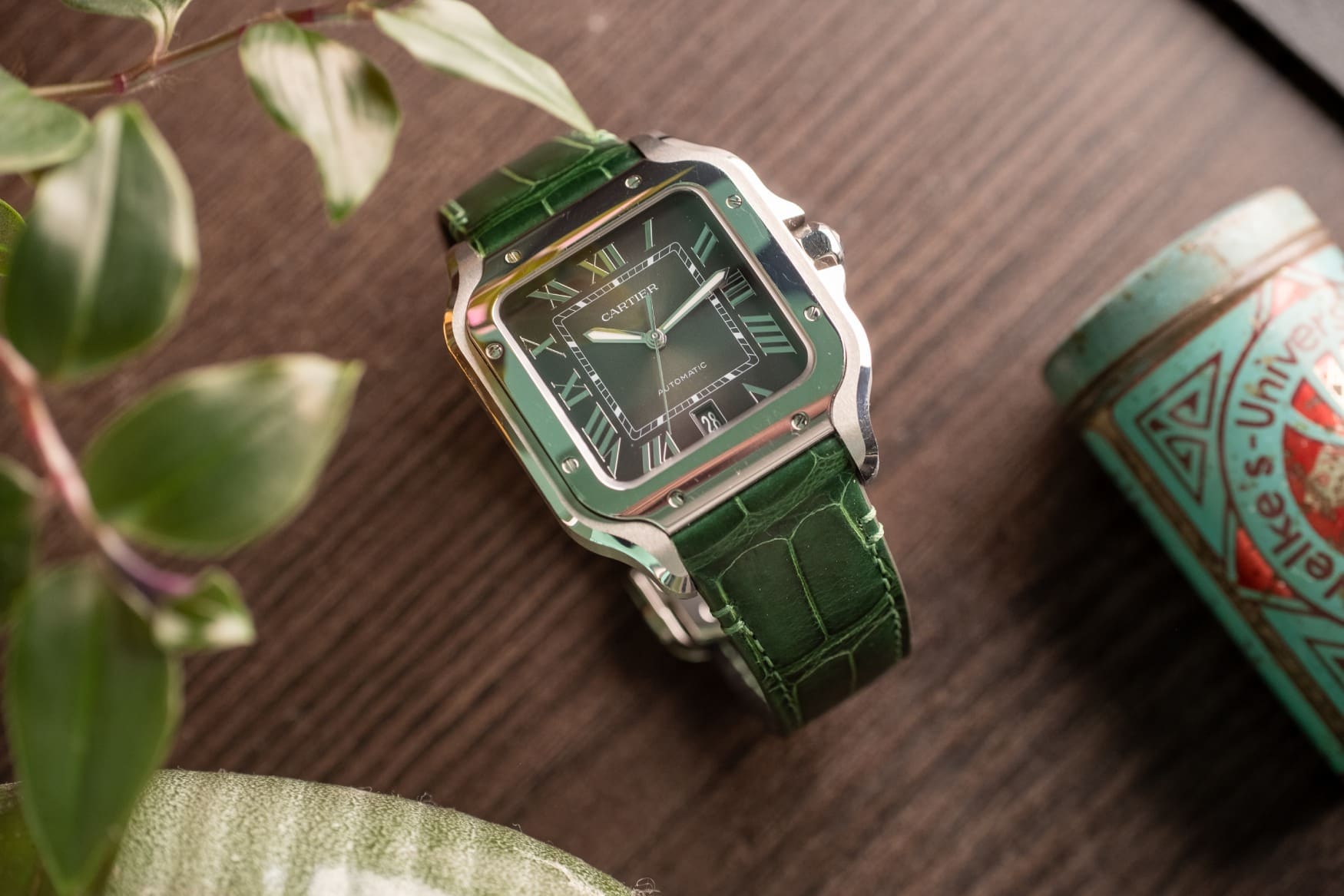 cartier santos de cartier green dial 2