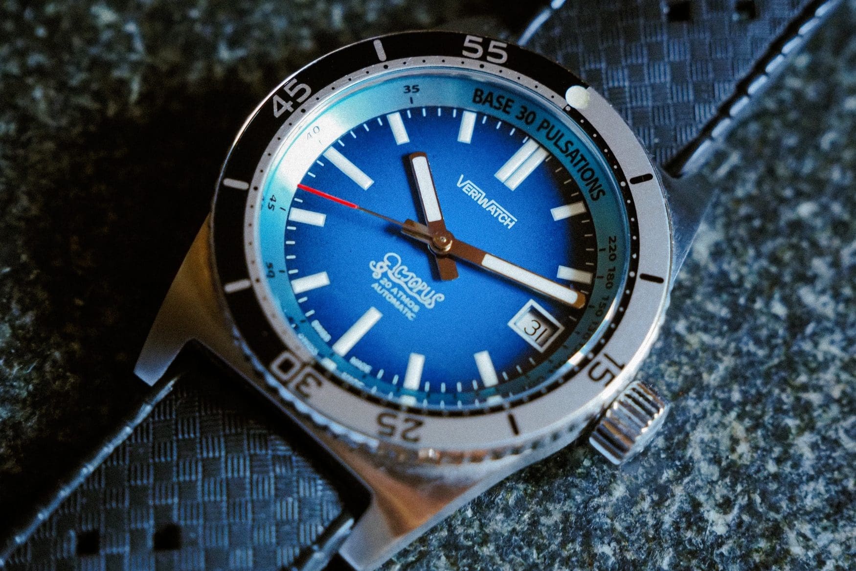 veriwatch octopus 1973 blue dial tropic strap lifestyle