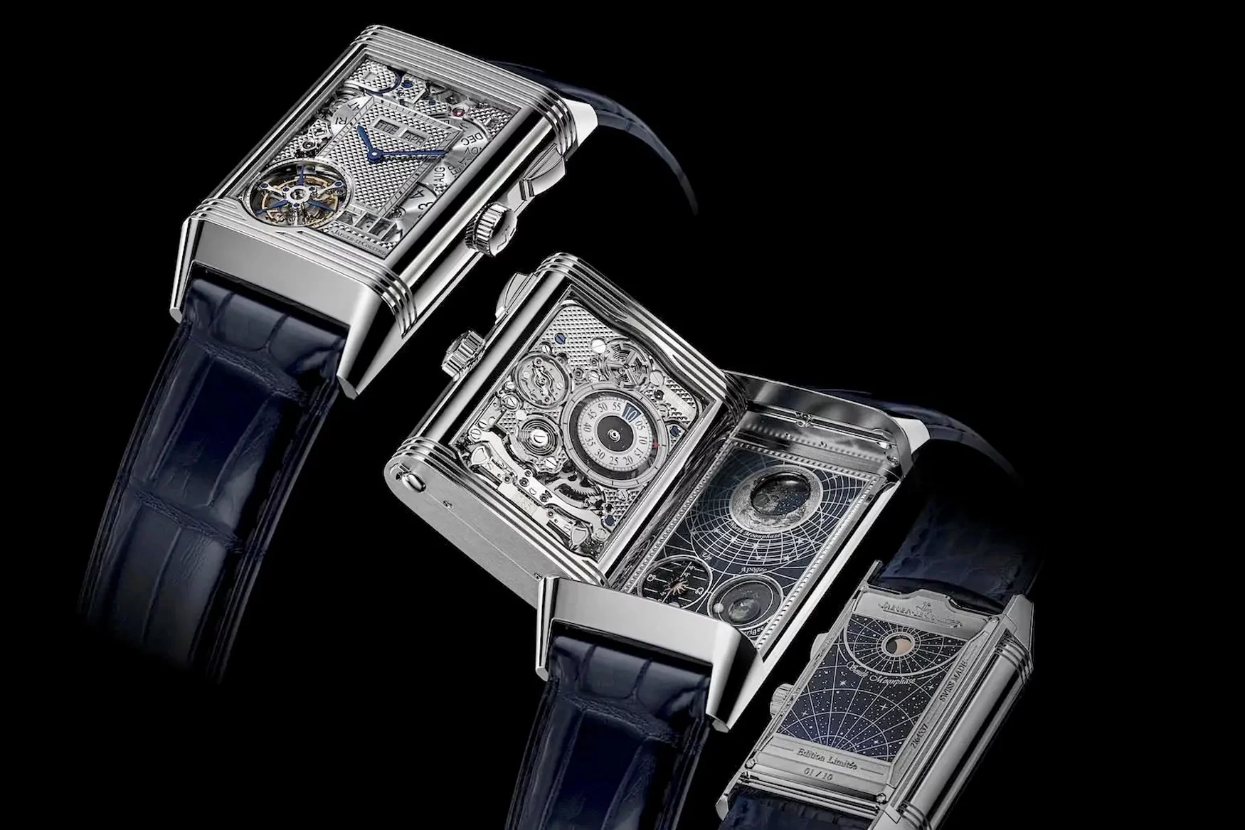 Jaeger LeCoultre Reverso Hybris Mechanica Cilbre 185 dial and movement.