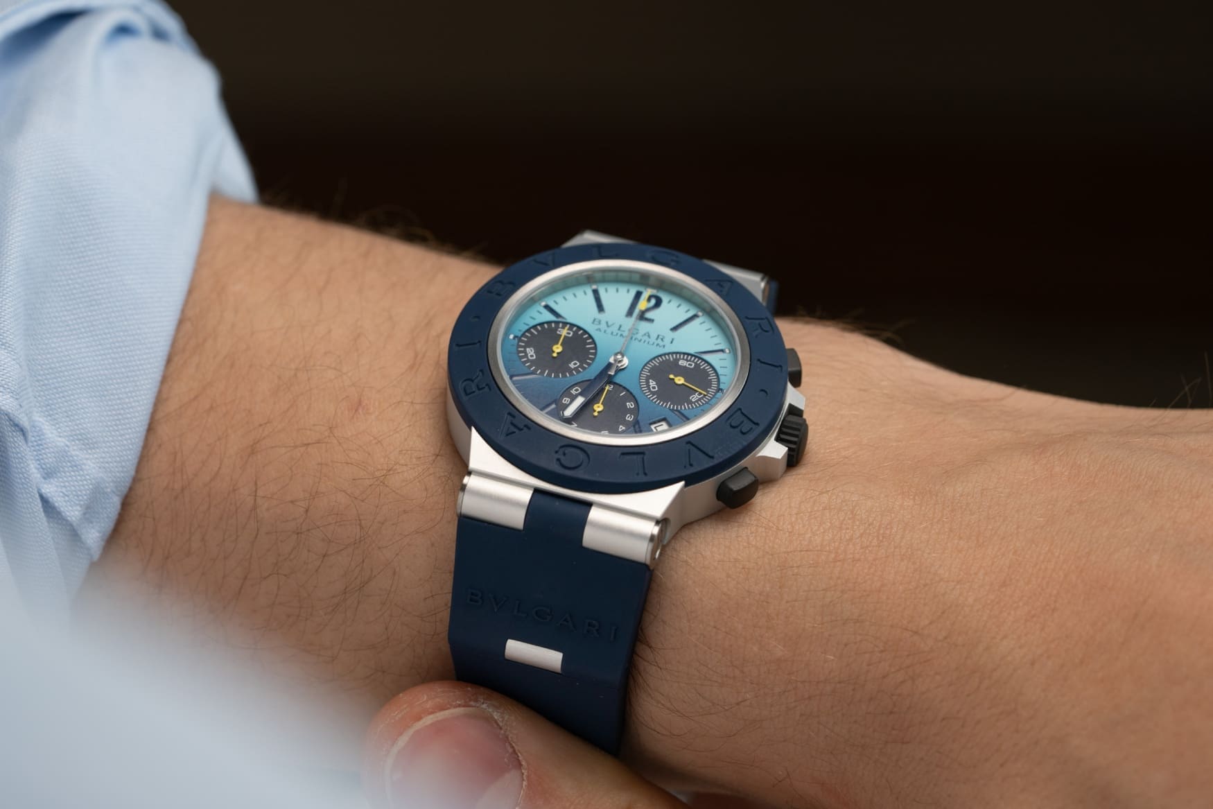 bulgari aluminium chronograph capri edition wrist