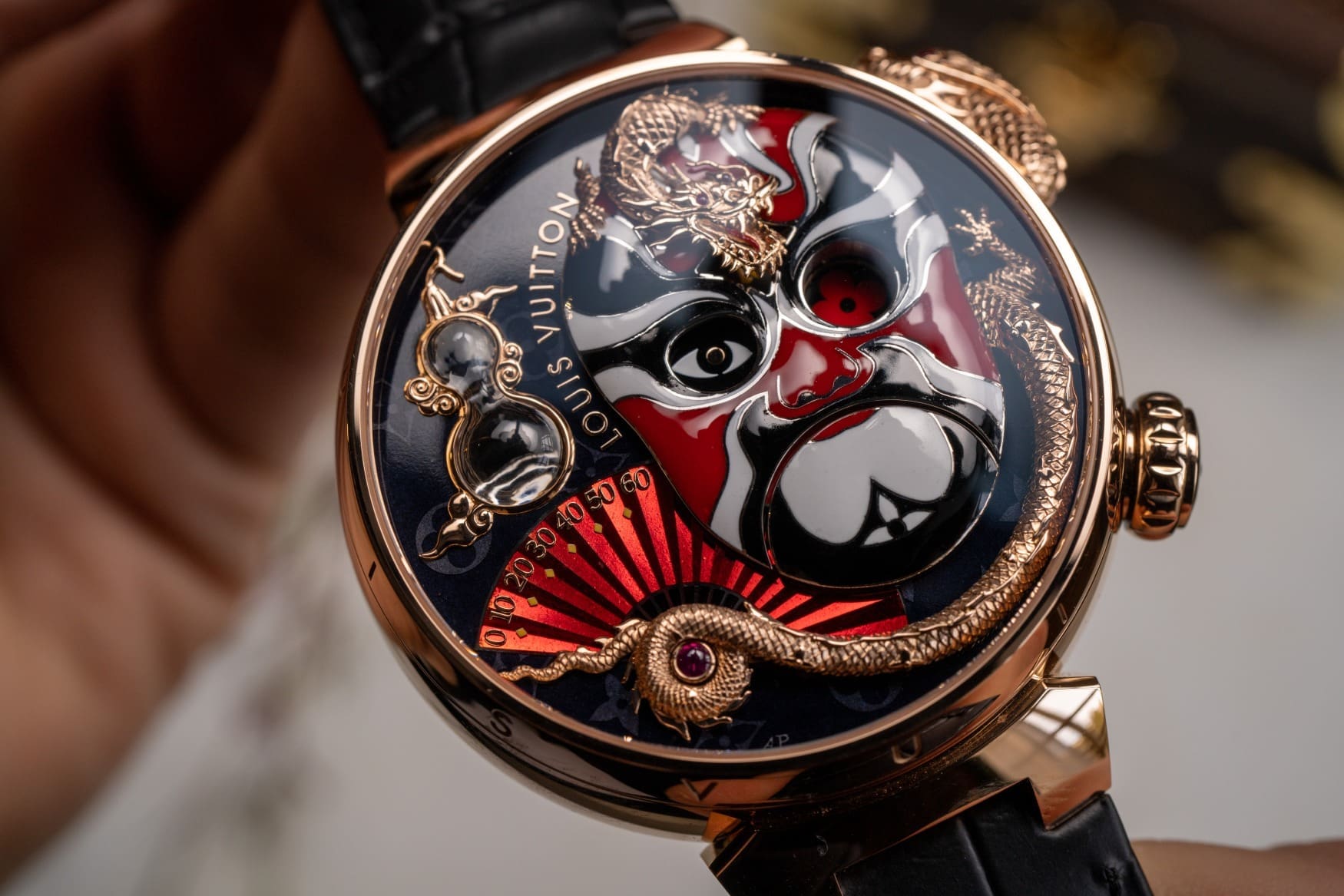 louis vuitton tambour opera automata dial close up