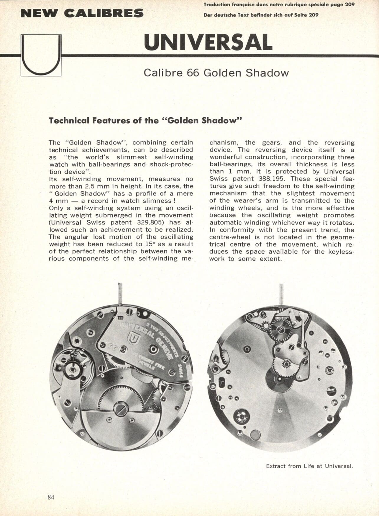 Universal Geneve Golden Shadow advertisment 1966