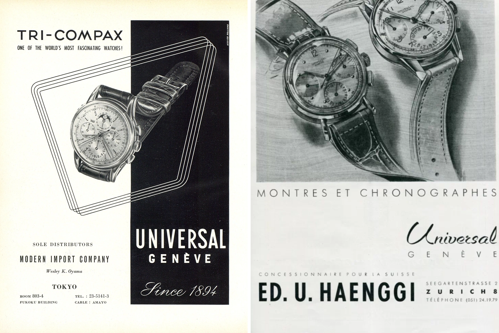 universal geneve chronographs advertisments
