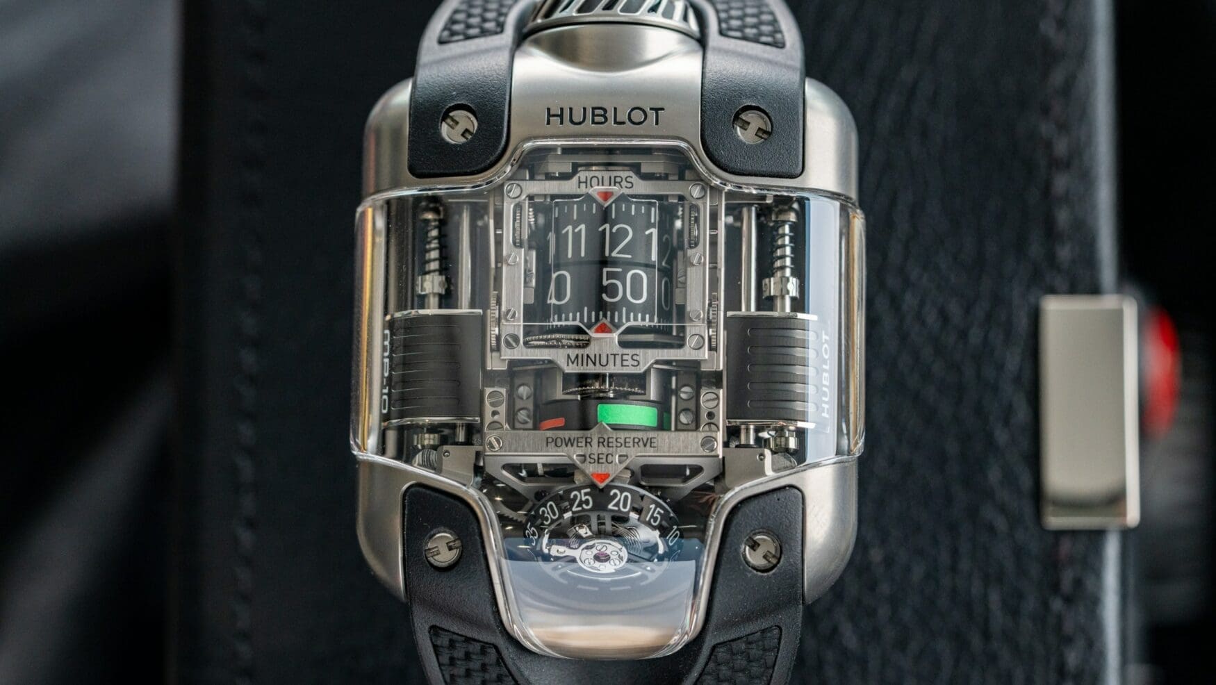 Hublot slides into the future with the MP-10 Tourbillon Weight Energy System Titanium