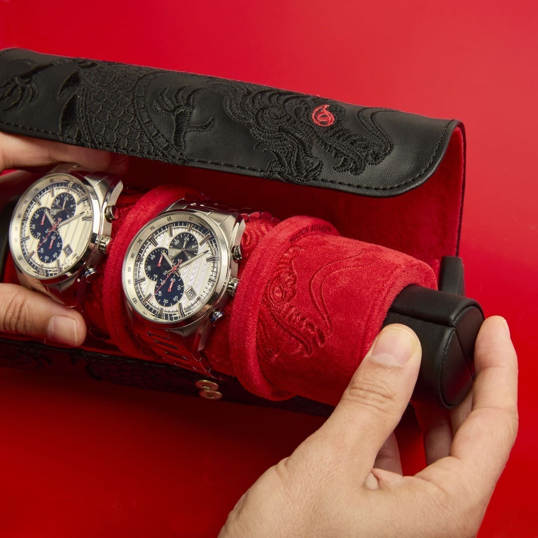 Wolf Year of the Dragon Triple Watch Roll interior