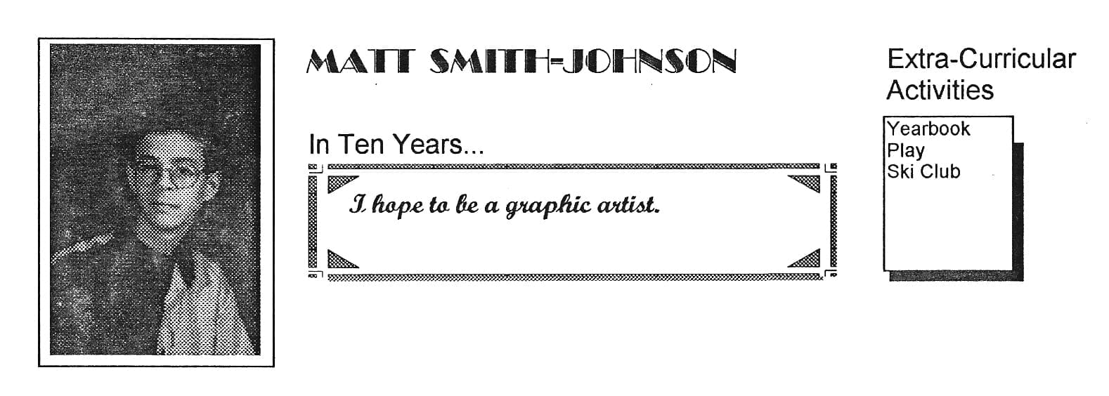 MATT SMITH JOHNSON grade school yearbook
