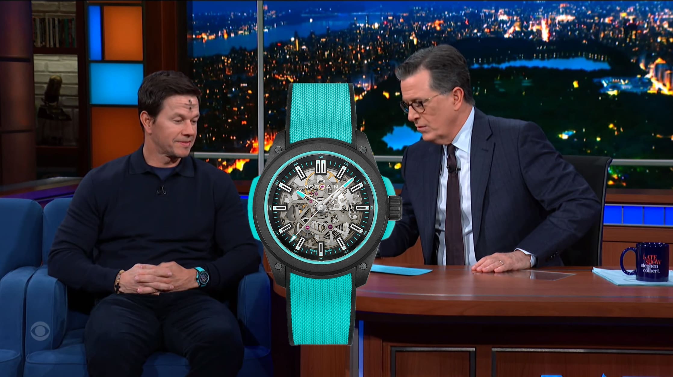 Mark Wahlberg wore his new Norqain Wild One on the Late Show with Stephen Colbert