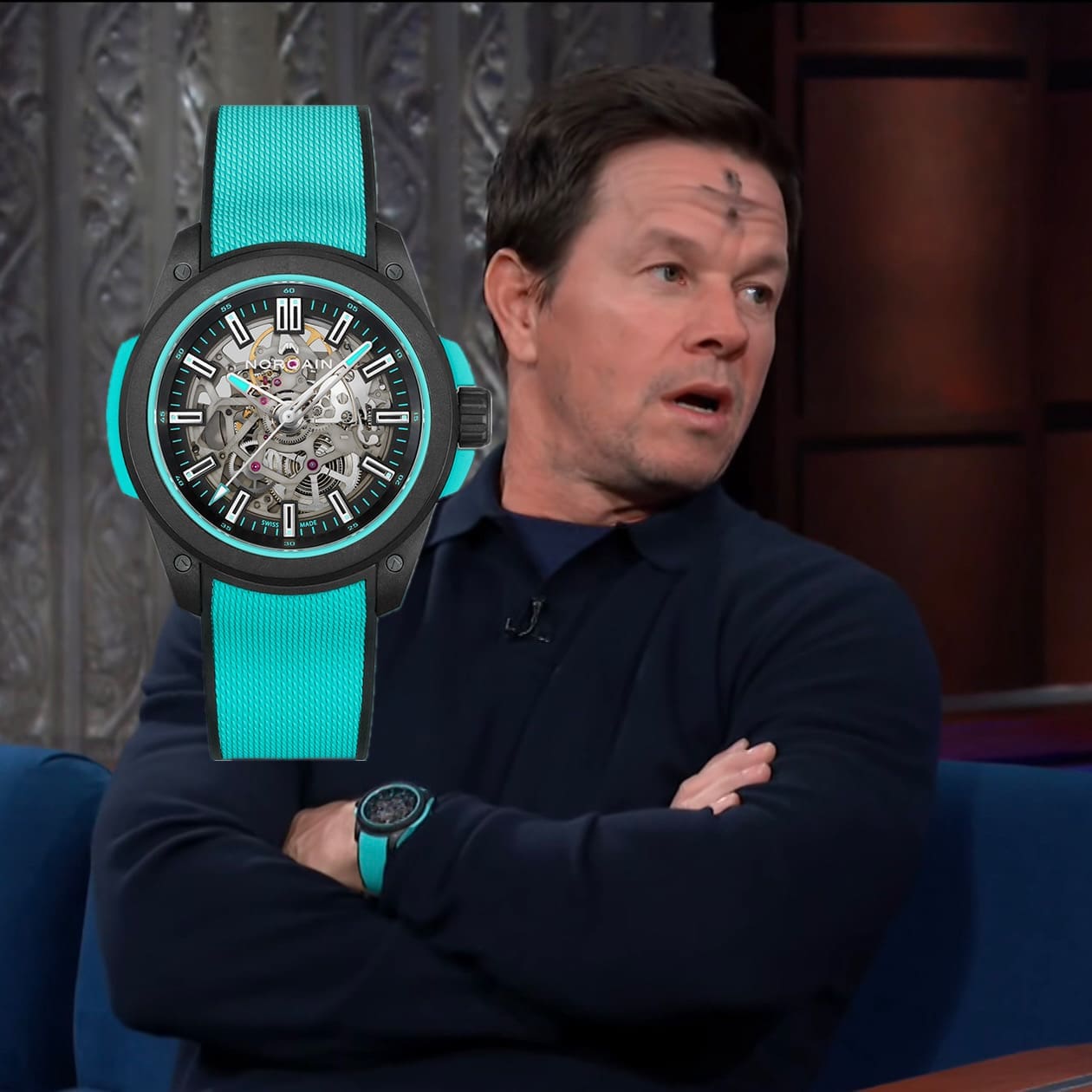 Mark Wahlberg wore his new Norqain Wild One on the Late Show with Stephen Colbert