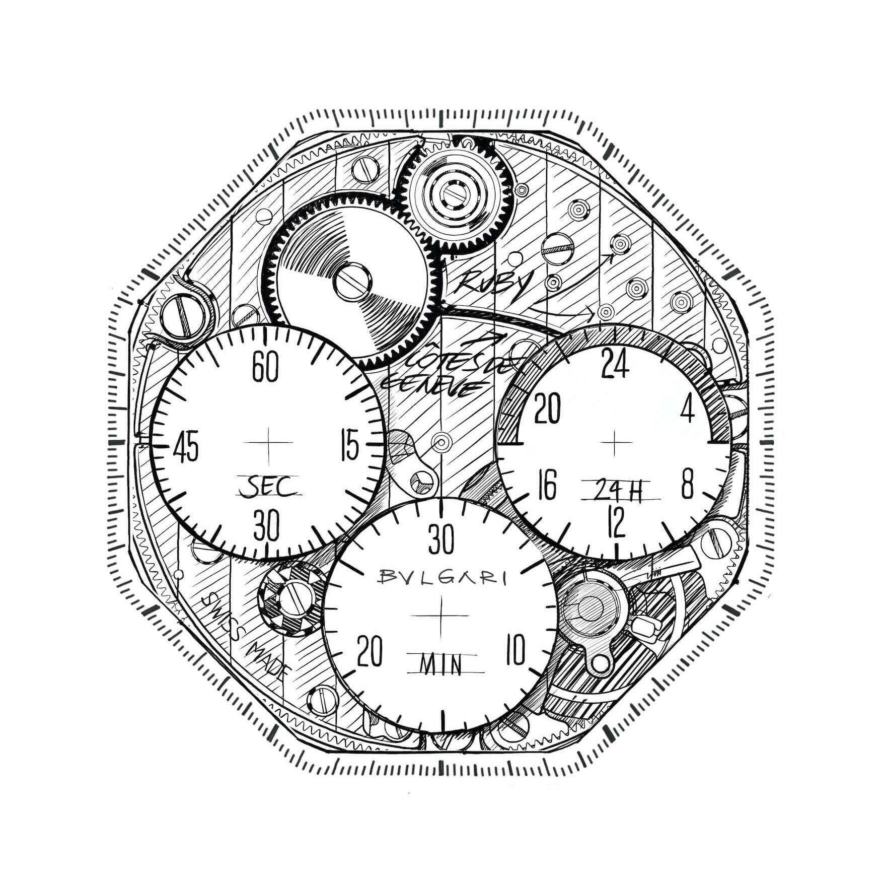Bulgari Octo Finissimo Chronograph GMT Sketch 2024