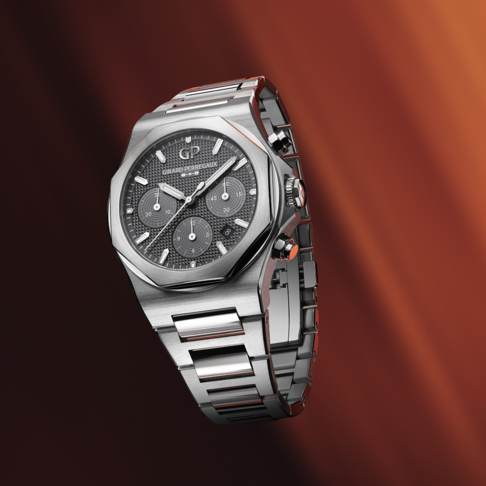 The sporty Girard-Perregaux Laureato Chronograph Ti49 is the first-ever titanium Laureato reference