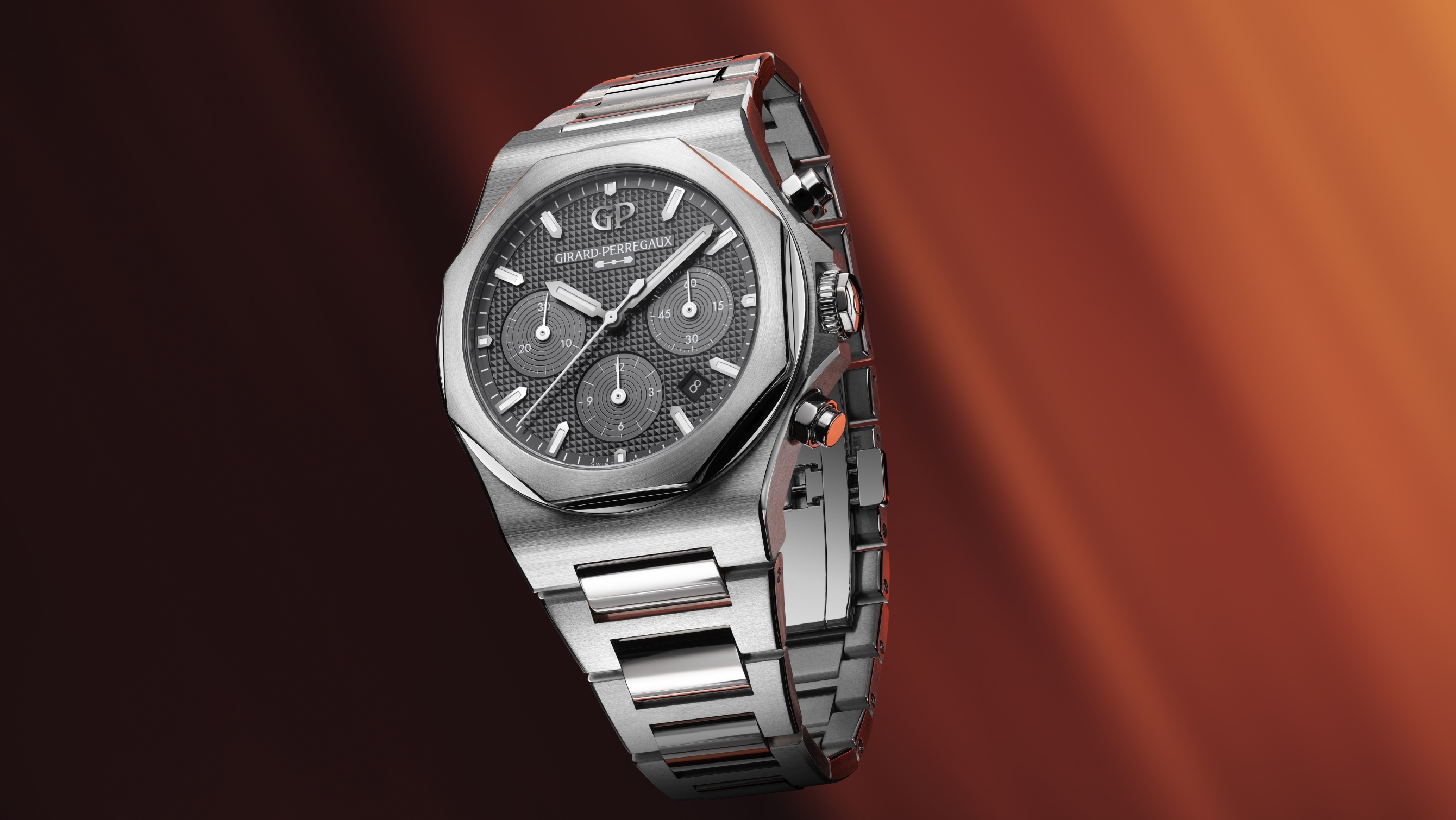 The sporty Girard-Perregaux Laureato Chronograph Ti49 is the first-ever titanium Laureato reference
