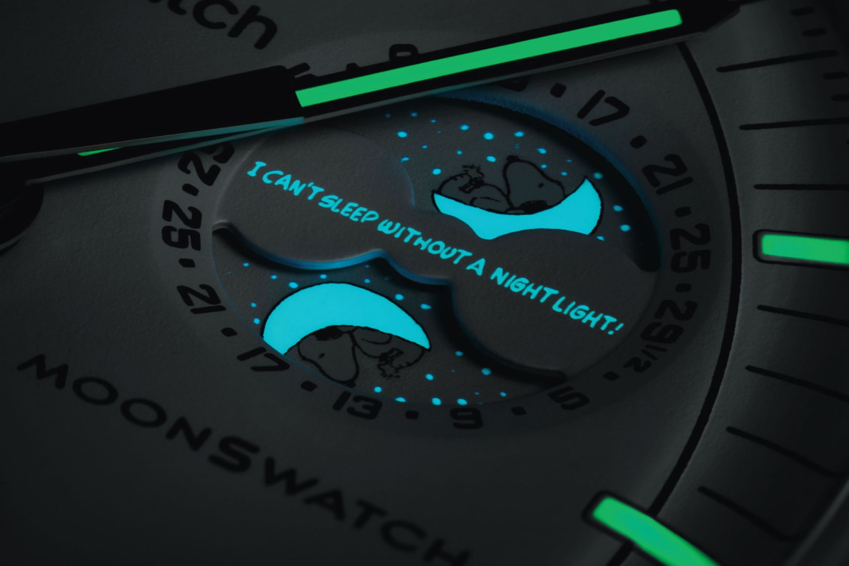 swatch omega moonswatch mission to the moonphase dial lume