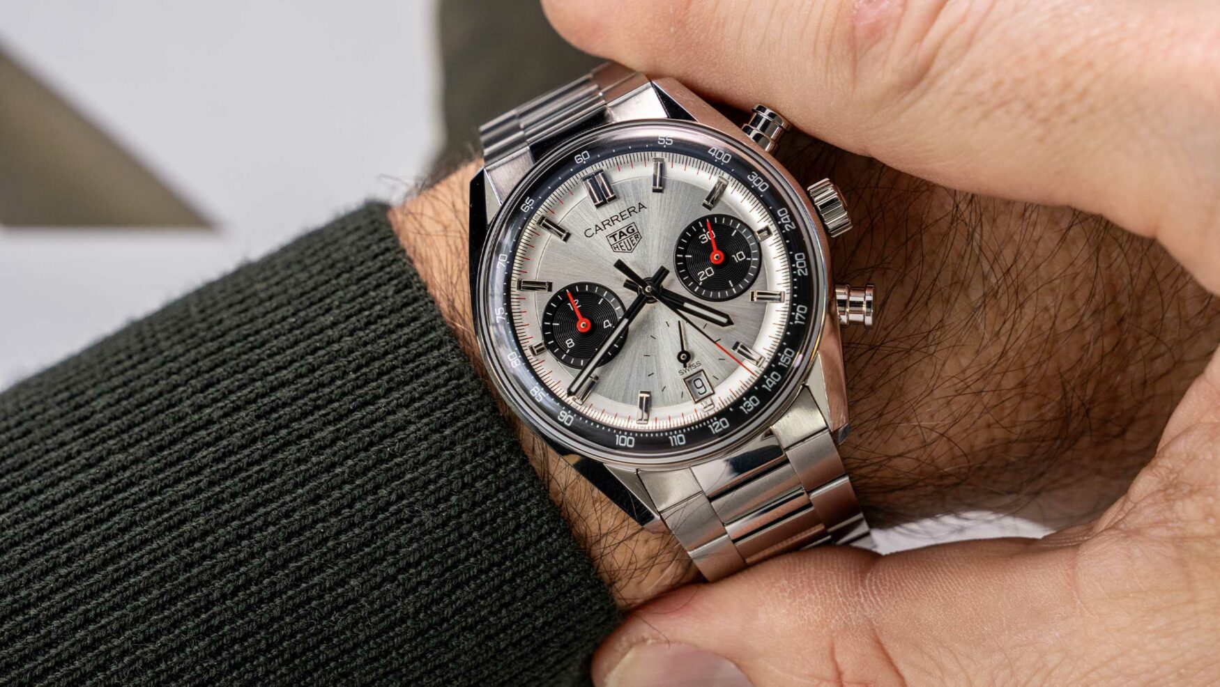 The TAG Heuer Carrera Chronograph Glassbox Panda leans into its vintage cues