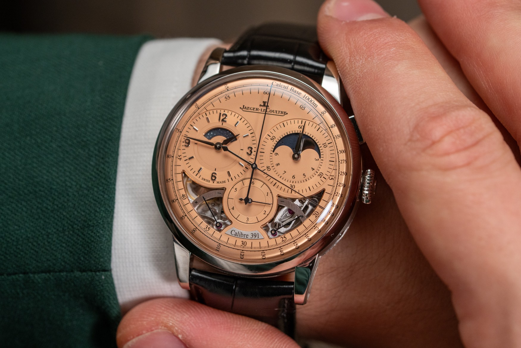 jaeger lecoultre duometre chronograph moon wrist