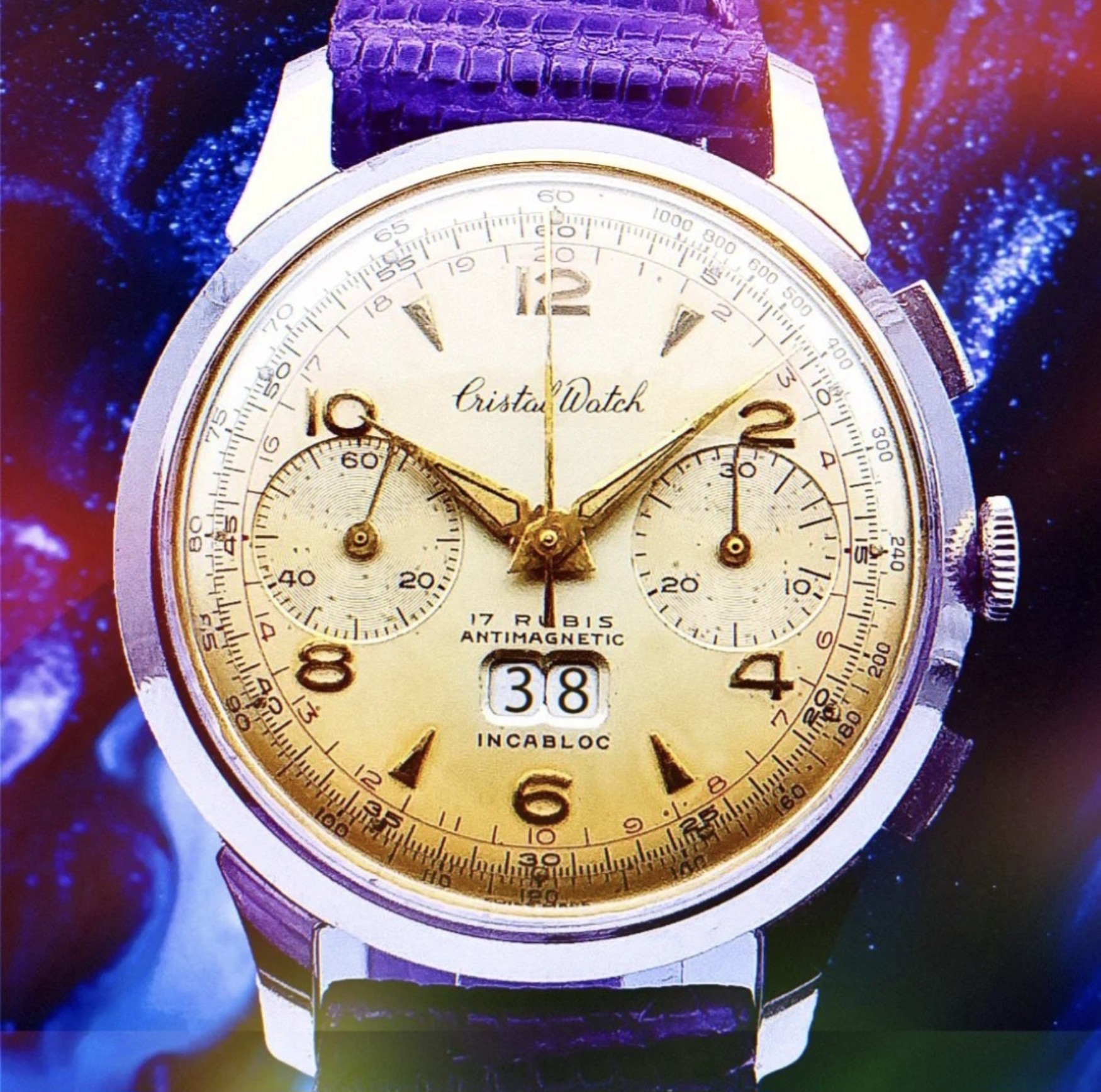 cristal watch chronograph big date