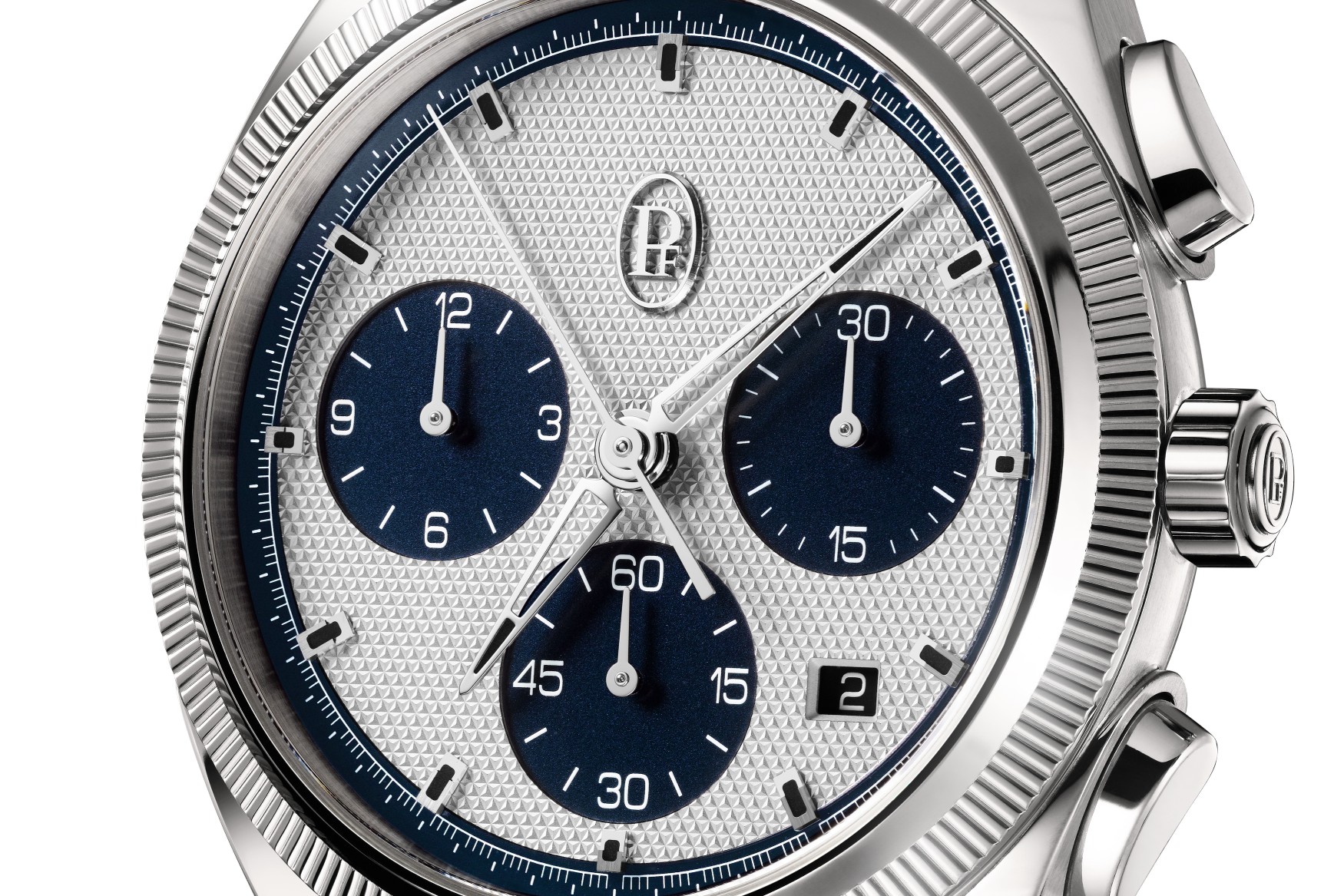 parmigiani fleurier tonda pf sport chronograph milano blue dial close up