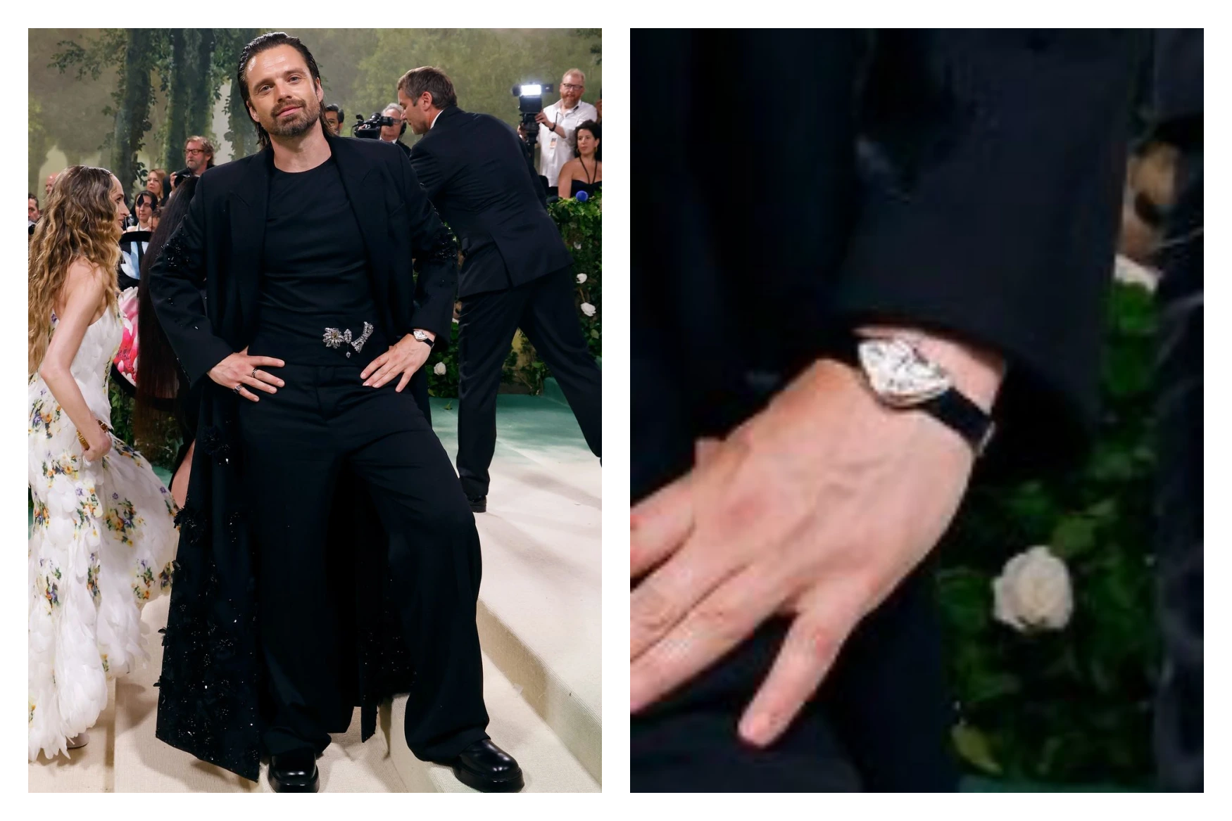 sebastian stan met gala cartier crash upside down