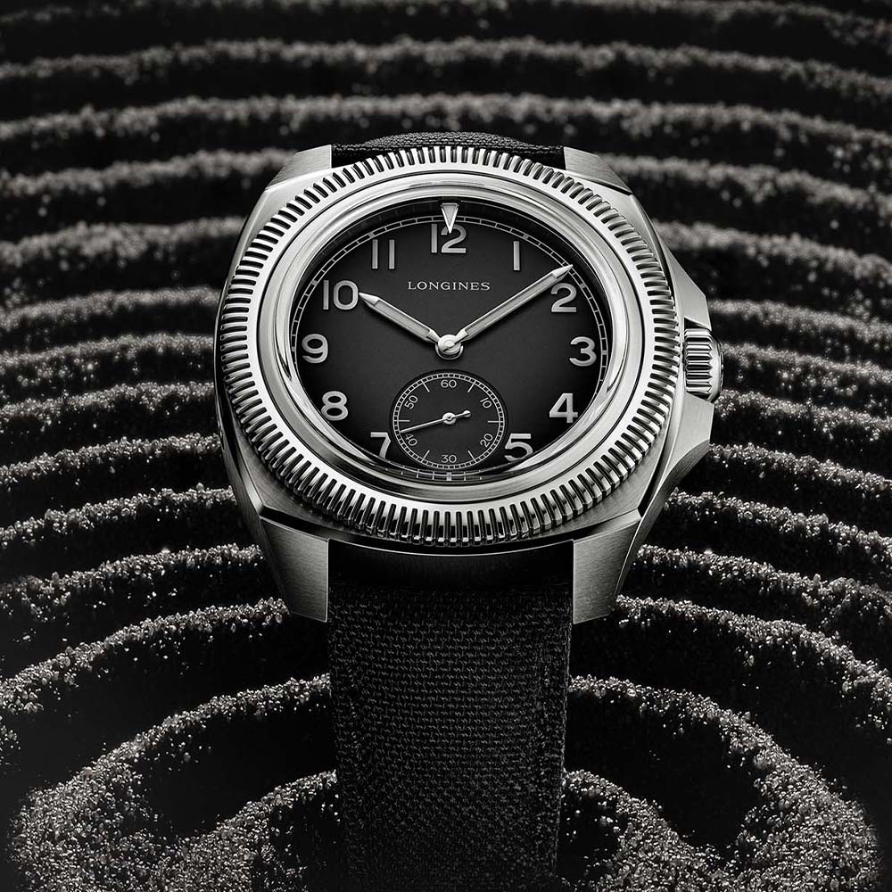 The Longines Majetek Pioneer Edition is a titanium, greyscale re-edition of a 1930s pilot watch