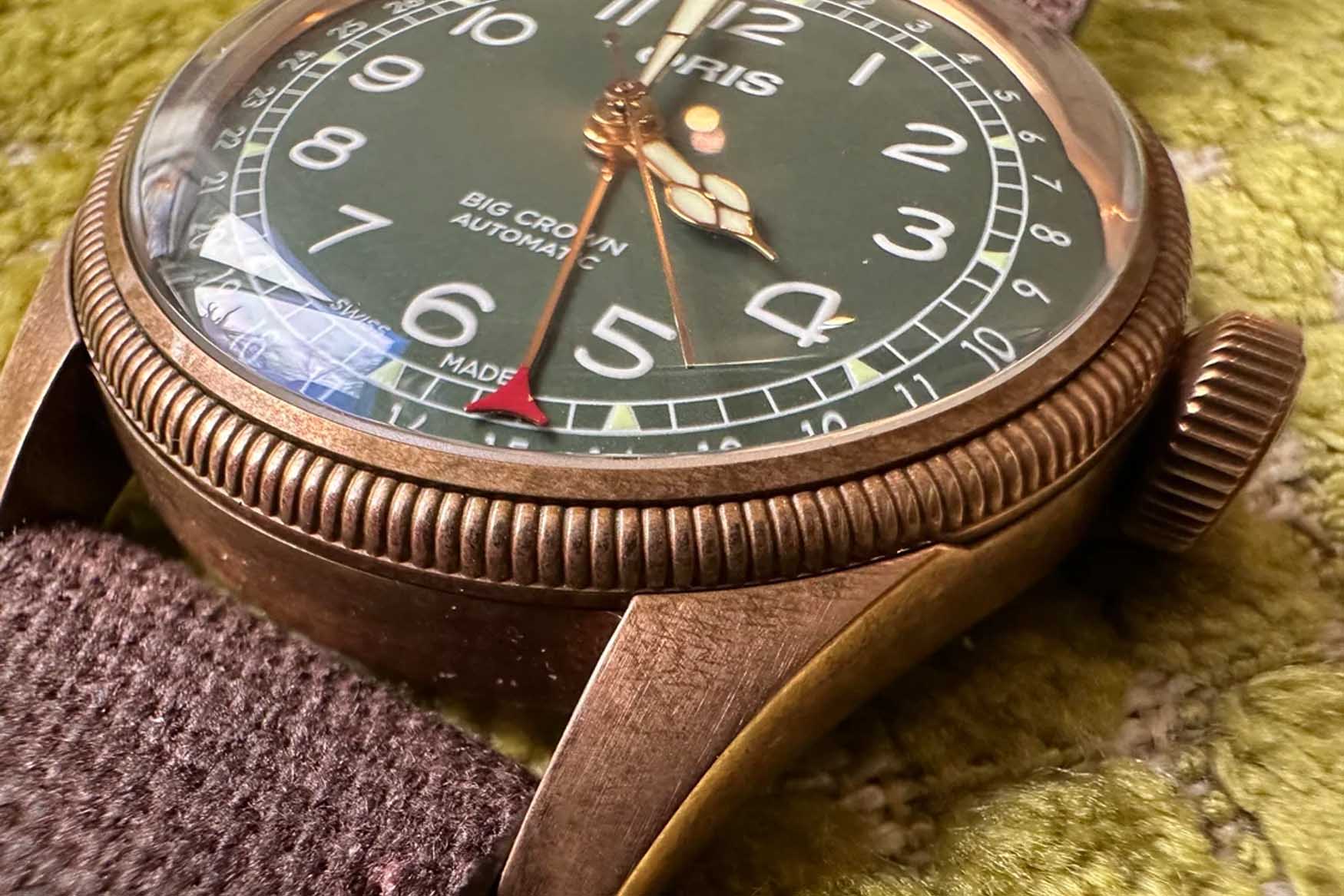 Bronze Oris Pointer Date Patina