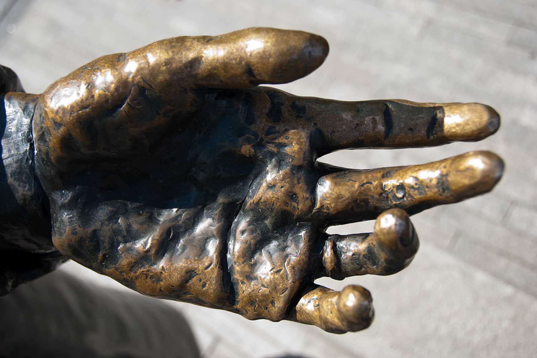 Bronze statue hand