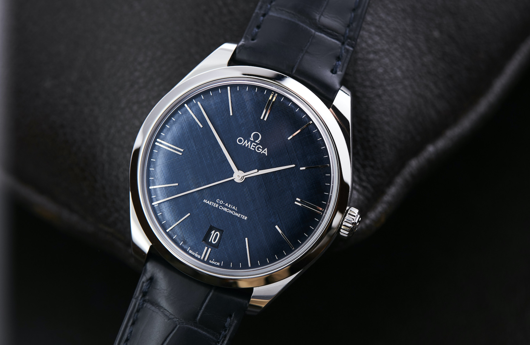 Omega De Ville Tresor on wrist blue dial