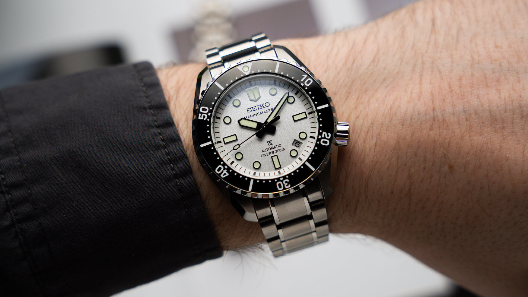Seiko Prospex Marinemaster 1968 Heritage Diver SLA077 SLA079 white dial on wrist