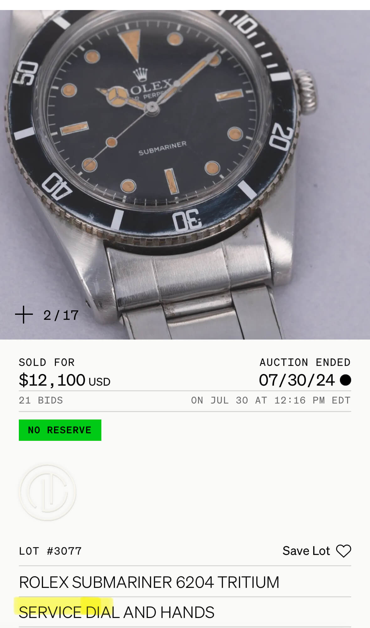 Vintage watch terms Service parts