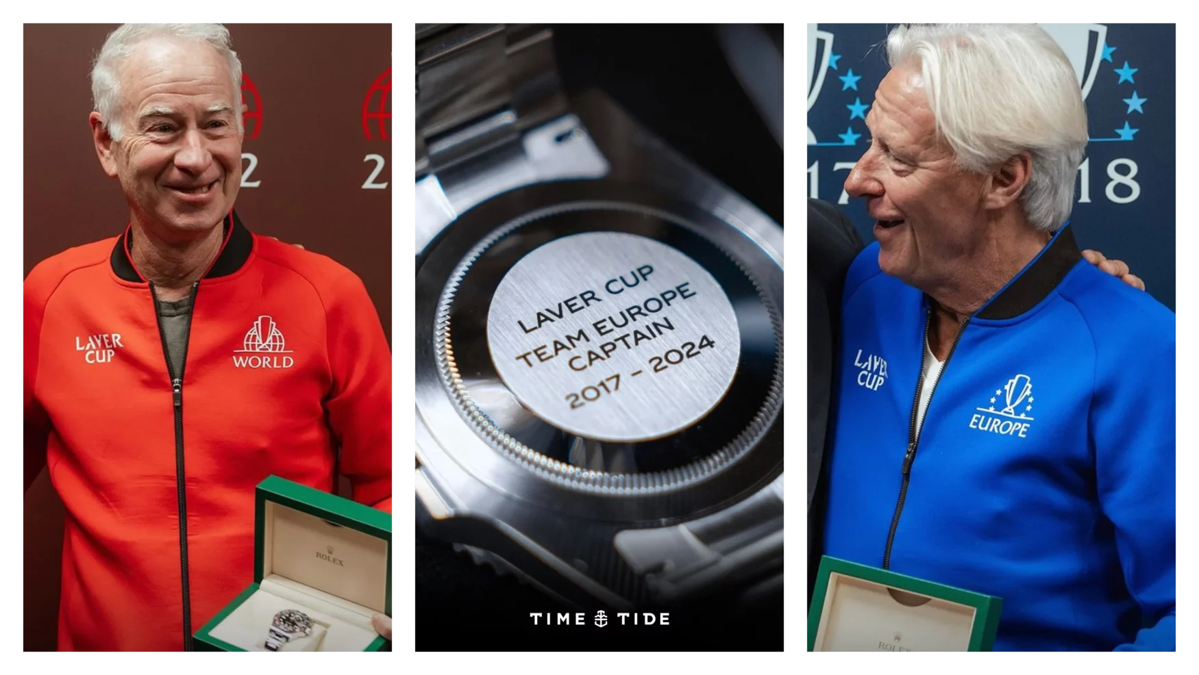 rolex laver cup roger federer borg mcenroe gift engraved watches feature