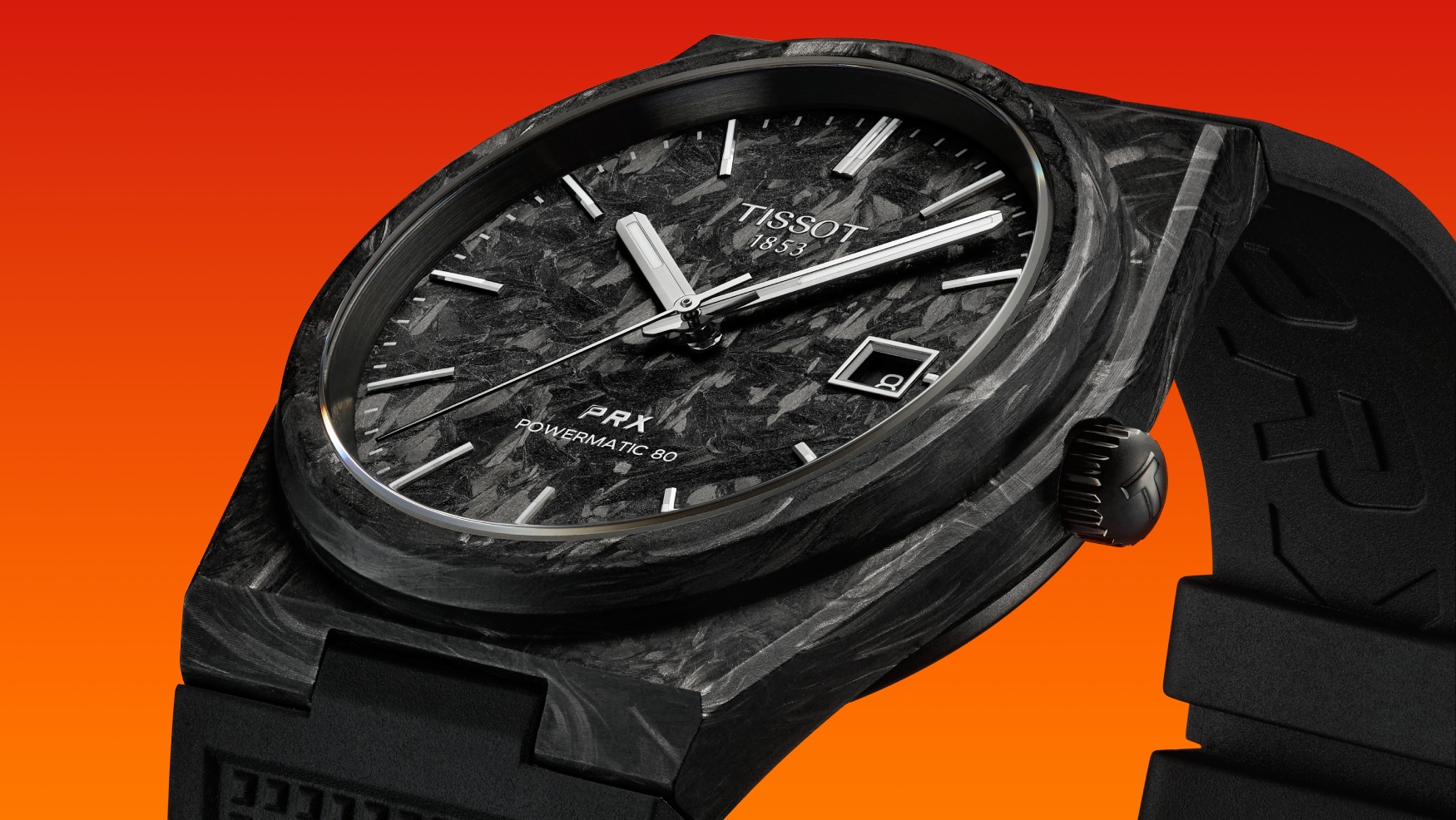 tissot prx 40 powermatic 80 forged carbon feature