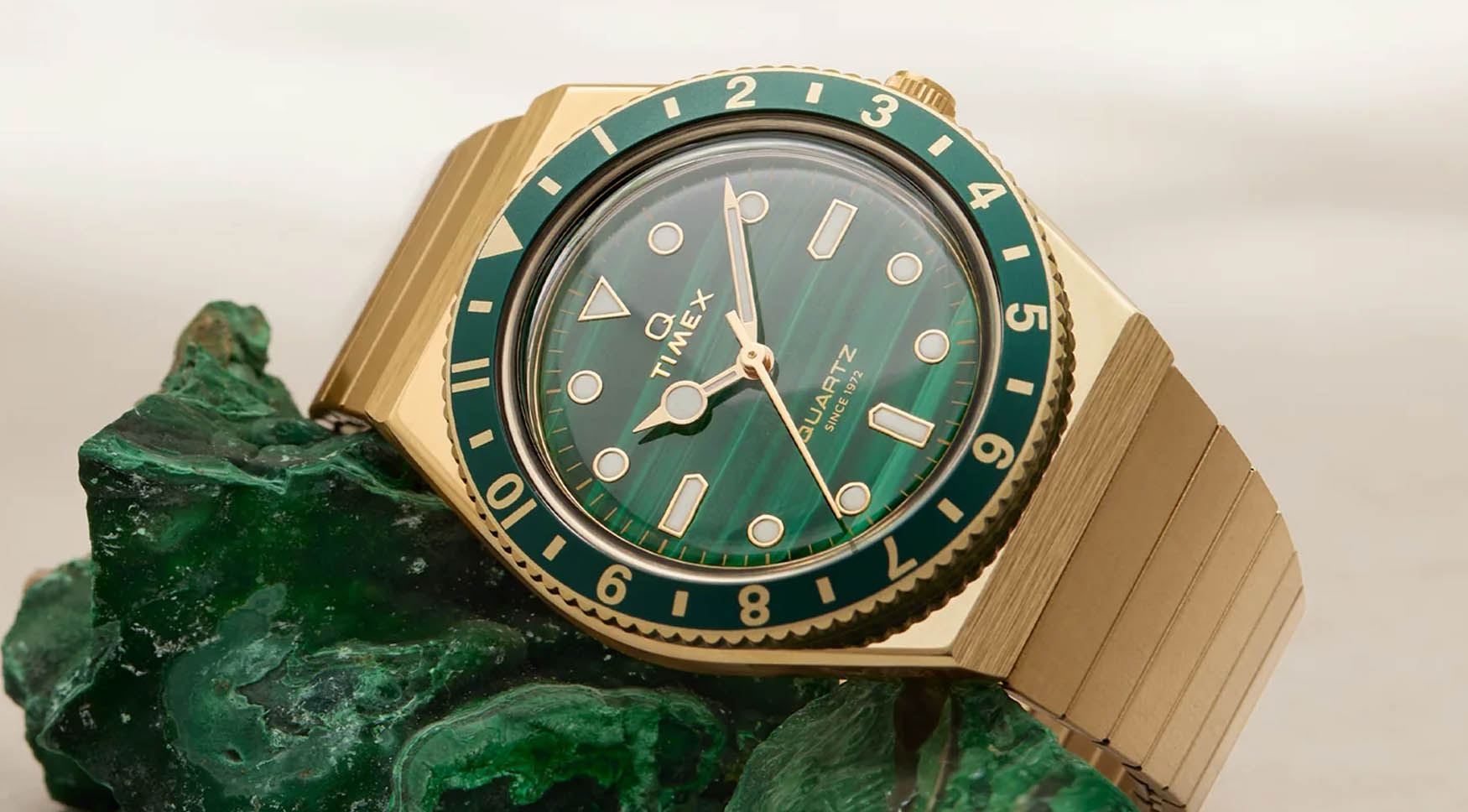 Q Timex Stone dial malachite feature