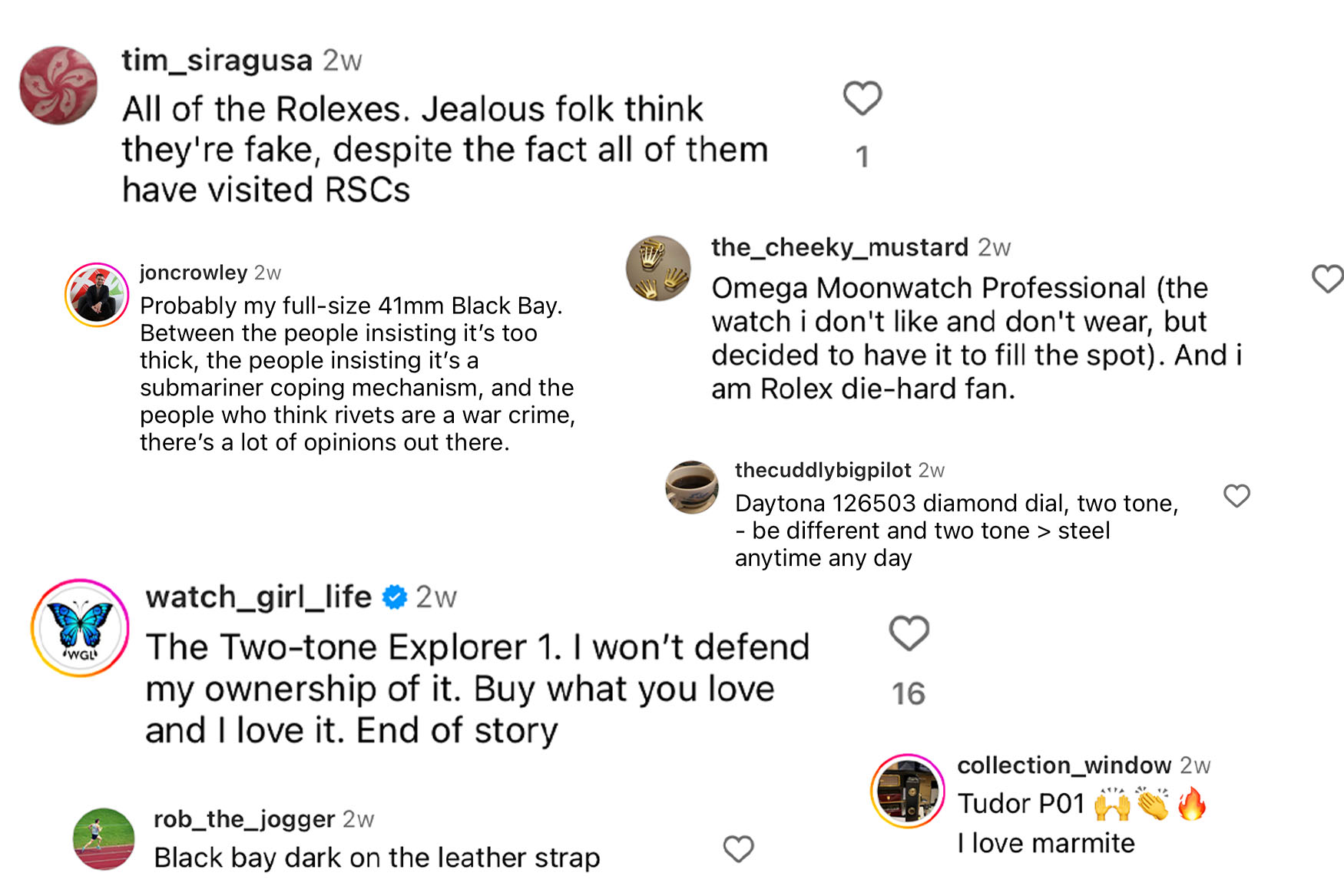 Reply to Rolex Opinion Instagram