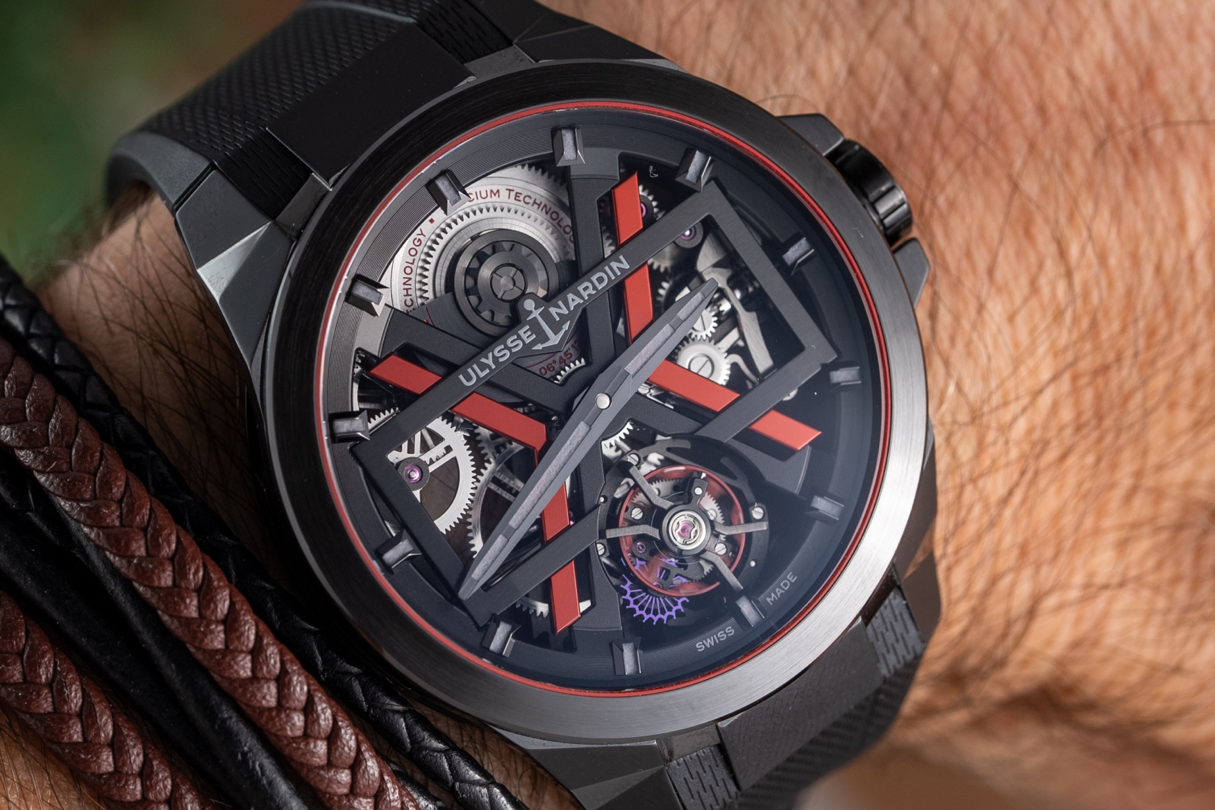 Close up of Ulysse Nardin Blast Tourbillon Black DLC