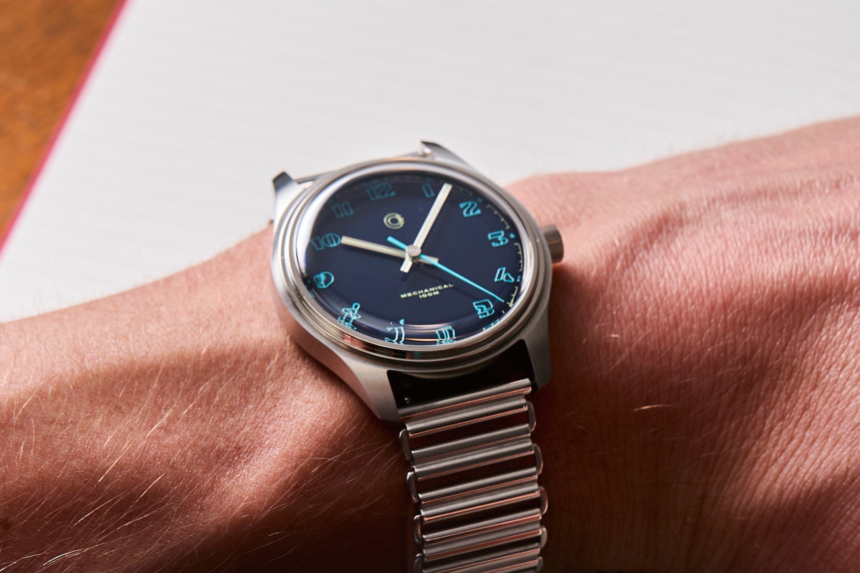 camp fieldtimer 39mm blue wrist