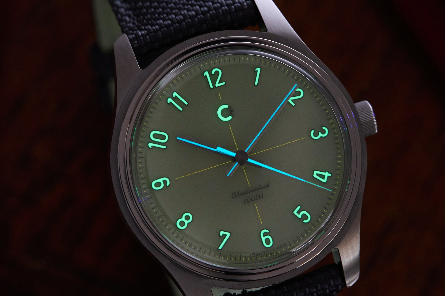 camp fieldtimer 39mm green lume