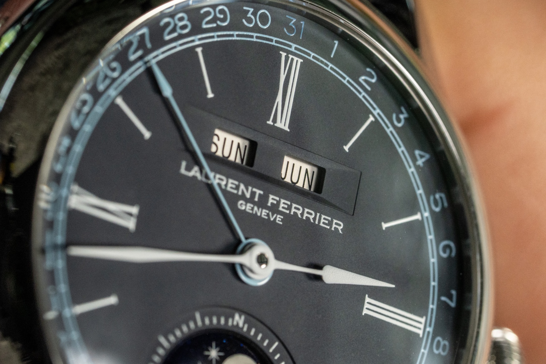 Laurent Ferrier Classic Moon Blue Dial Close-up