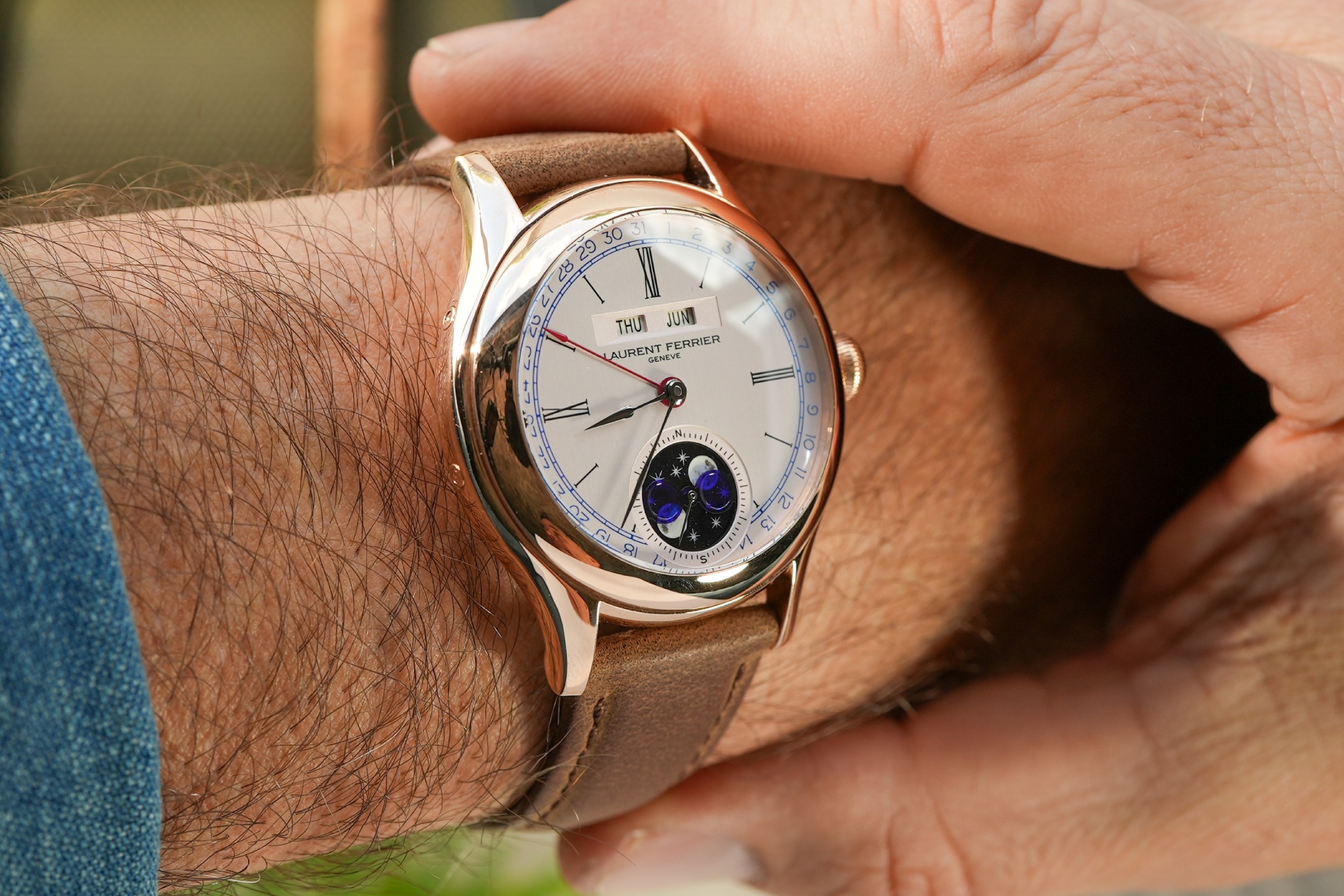 Laurent Ferrier Classic Moon Silver Wrist Profile