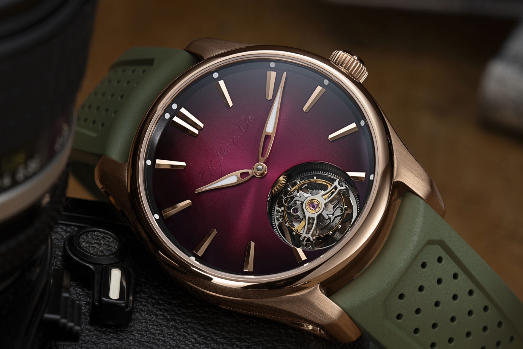 MOSER PIONEER TOURBILLON BURGUNDY DIAL