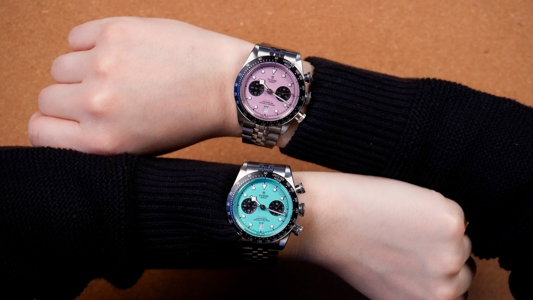 tudor black bay chrono flamingo blue pink feature